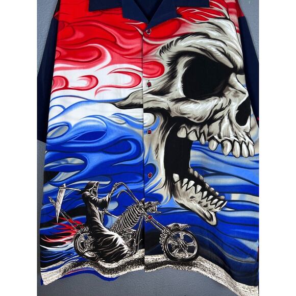 Mens Dragonfly Road House Shirt XXXL Joker Skulls red/blue - Picture 3 of 6